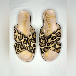 Sam Edelman Shoes Womens 7.5 Brown Leopard Audrea Slide Sandals Cushioned Calf H